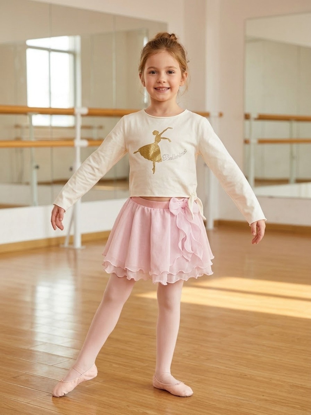 [NWOT] Girls Ballet Top, Pink Skirt with Bow and Tights Sets